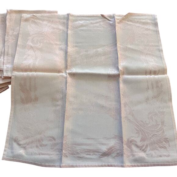 Vintage pink brocade formal dinner napkins (10) pastel textured large squares - Picture 5 of 8